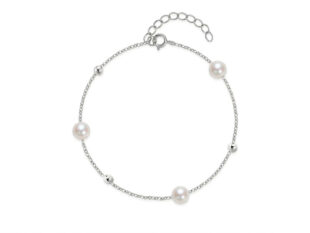 Pulsera plata perlas bolas