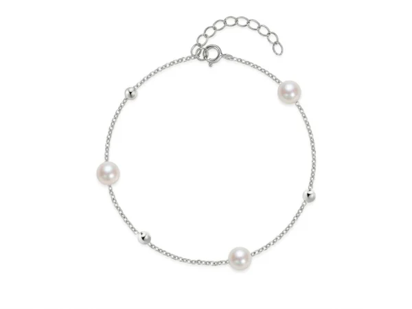 Pulsera plata perlas bolas