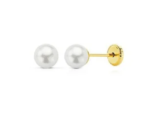 Pendientes oro perla 5