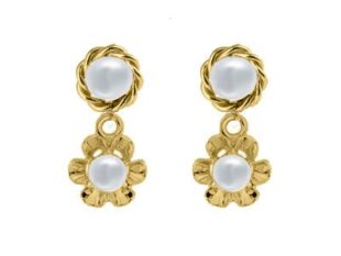 Pendientes oro dobles perlas