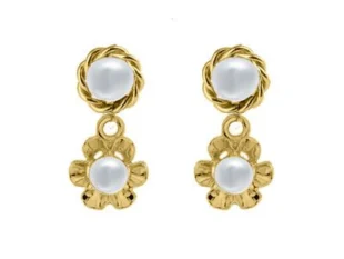 Pendientes oro dobles perlas