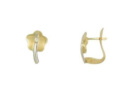 Pendientes oro bicolor flor