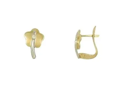 Pendientes oro bicolor flor