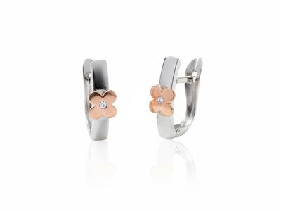 Pendientes oro blanco rosa