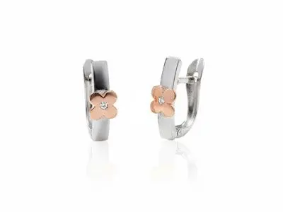 Pendientes oro blanco rosa
