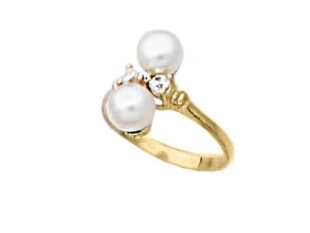 Anillo oro doble perla