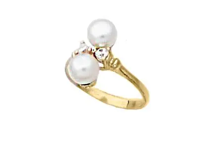 Anillo oro doble perla