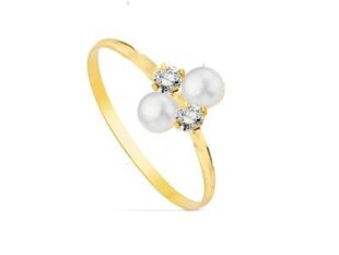 Anillo doble perla circonitas