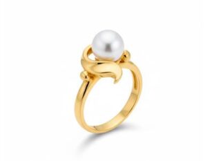 Anillo oro perla boton
