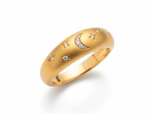 Anillo oro luna brillantes