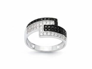 Anillo circonitas blancas negras