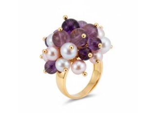 Anillo oro racimo amatista