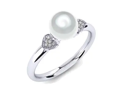 Anillo oro perla corazones