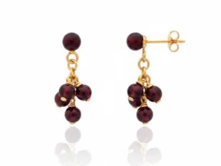 Pendientes oro bolas granates