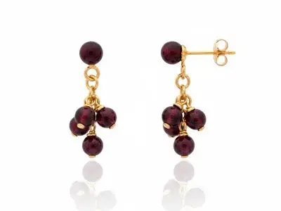 Pendientes oro bolas granates