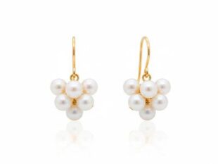 Pendientes oro racimos perlas