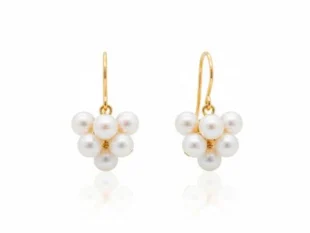 Pendientes oro racimos perlas