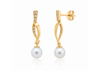 Pendientes largos perla circonitas