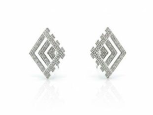 Pendientes rombo blanco circonitas