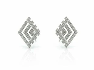 Pendientes rombo blanco circonitas