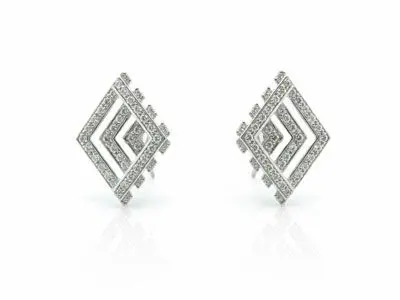 Pendientes rombo blanco circonitas