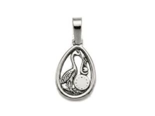 Colgante plata cigüeña reloj