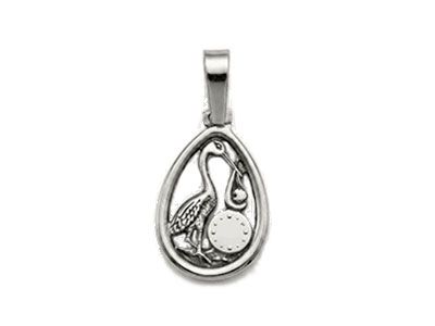 Colgante plata cigüeña reloj