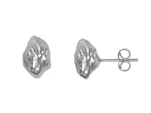Pendientes plata perla irregular