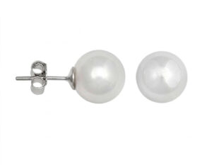 Pendientes plata perla Shell 9 mm