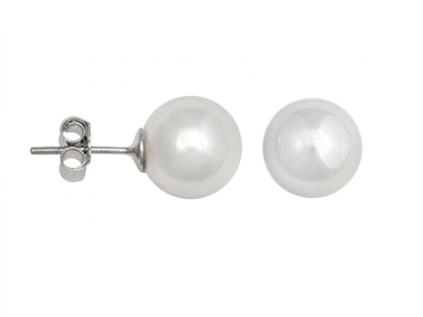 Pendientes plata perla Shell 9 mm