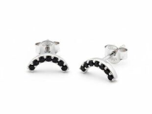 Pendientes plata curvos negras