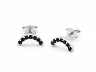 Pendientes plata curvos negras