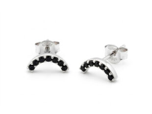 Pendientes plata curvos negras