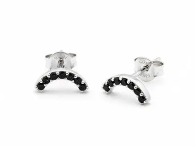 Pendientes plata curvos negras