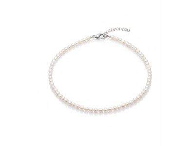 Collar perlas ovaladas de 4,5 mm cierre plata