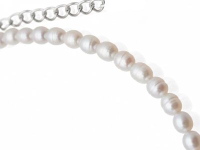 Collar de perlas cultivadas ovales de 3,5 mm cierre plata