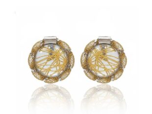 Pendientes grandes tejido oro
