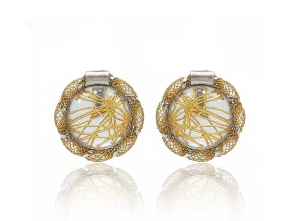 Pendientes grandes tejido oro