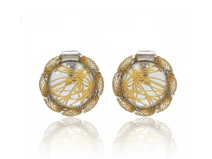 Pendientes grandes tejido oro