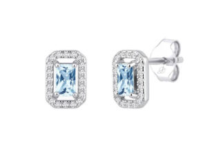 Pendientes plata rectangulo aguamarina