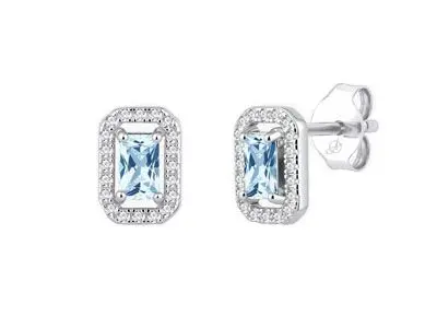 Pendientes plata rectangulo aguamarina