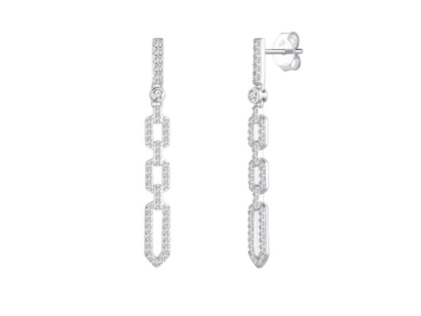 Pendientes plata largos rectangulos circonitas