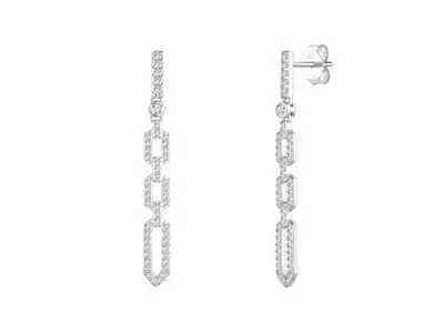 Pendientes plata largos rectangulos
