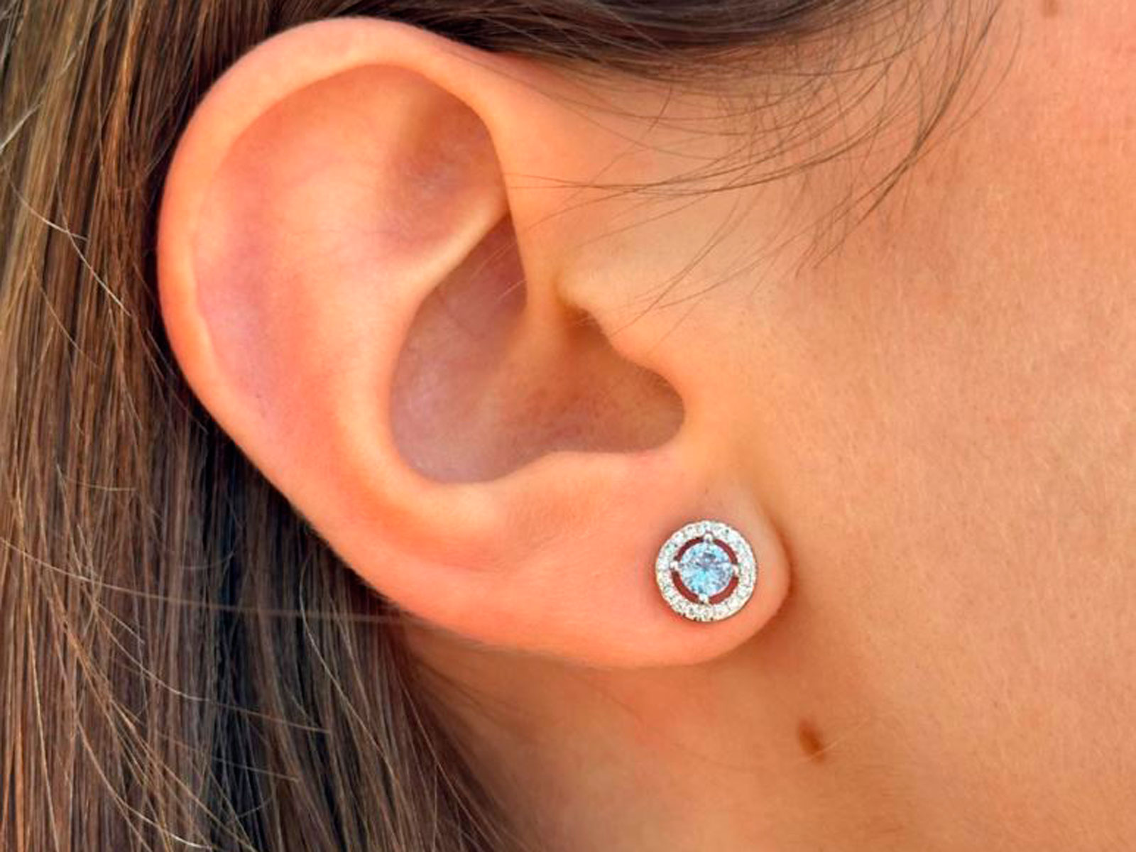 Pendientes plata roseton aguamarina