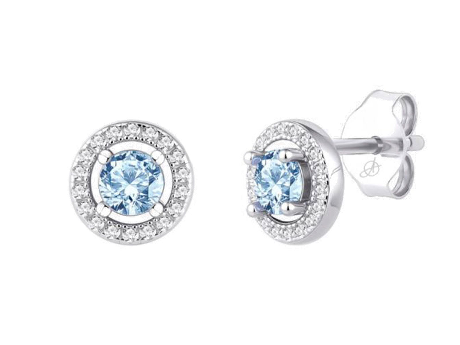 Pendientes plata roseton aguamarina