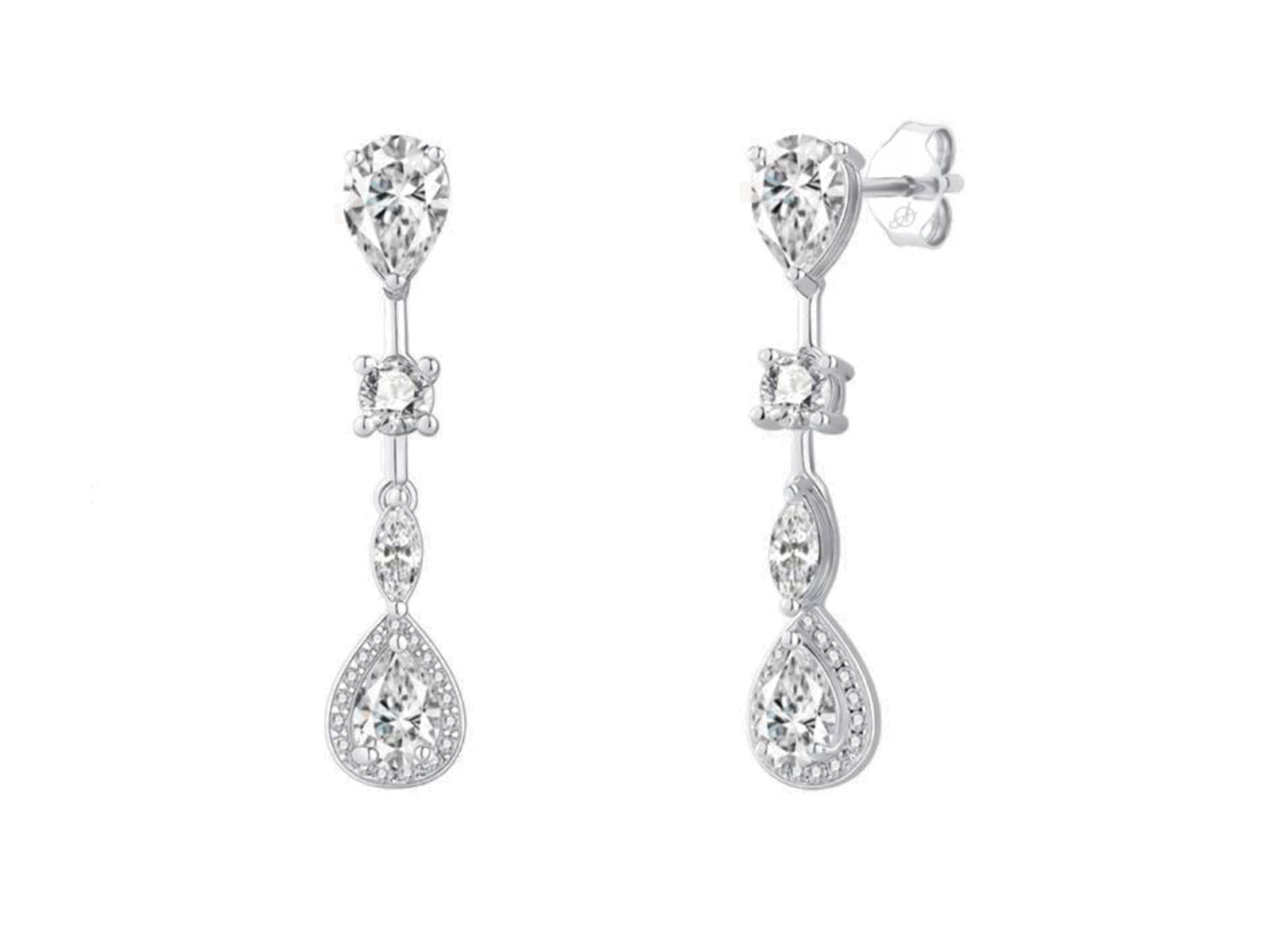 Pendientes plata largo gota