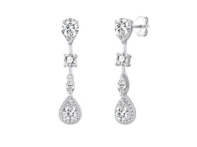 Pendientes plata largo gota