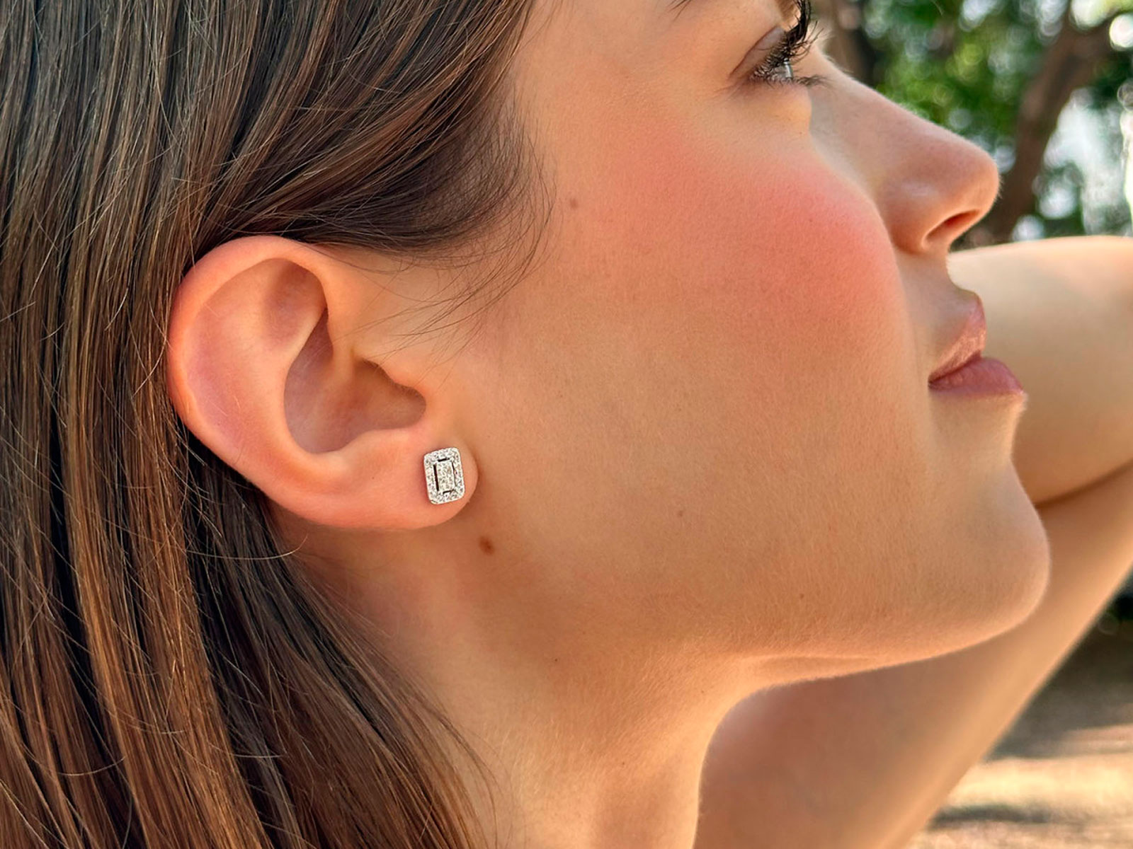 Pendientes de plata cuadrado multicirconita