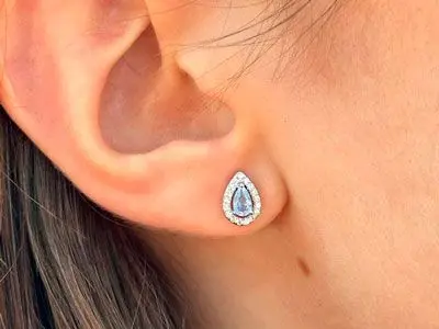 Pendientes plata gota clasica aguamarina