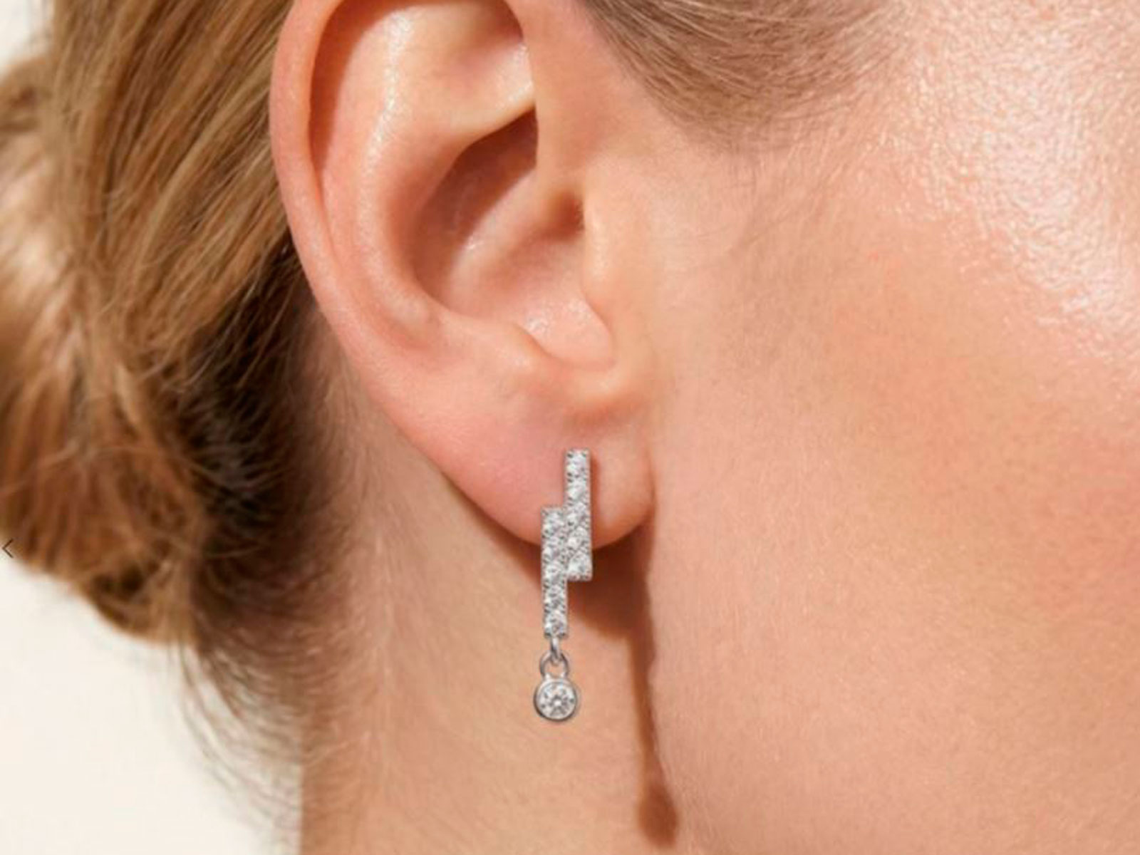 Pendientes plata doble carril circonita y colgante